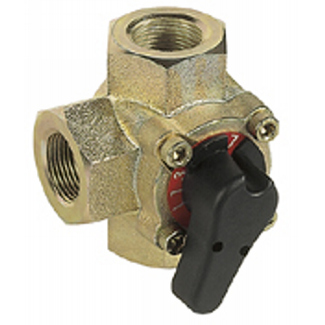 Three-way rotary valve PN6, compact, chrome plated